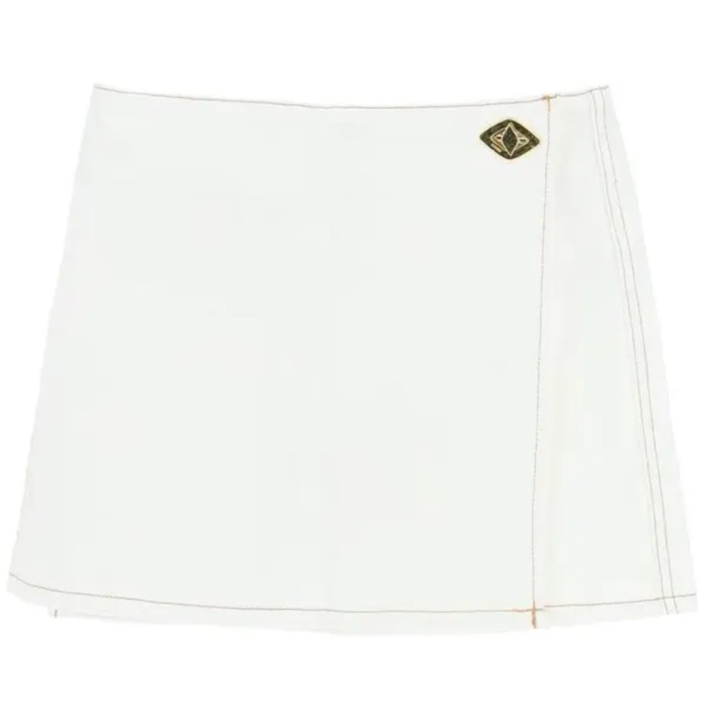 GANNI White Wrap Denim Mini Skirt